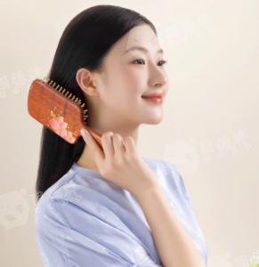 木梳正品礼盒气垫护发梳紫荆花开天然气囊按摩经络女士专用